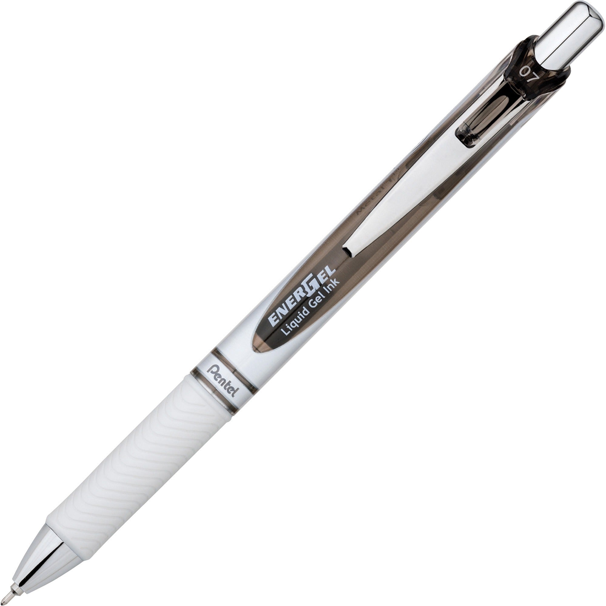 EnerGel Pearl Retractable Liquid Gel Pen, 0.7 mm Needle Point, Black Ink, Refillable, Pearl White Barrel, 1 Dozen