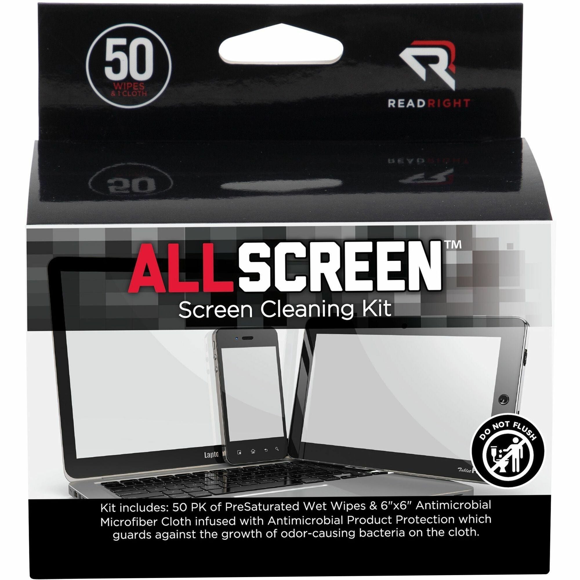 For Display Screen - Alcohol-free, Ammonia-free, Reusable, Antimicrobial, Anti-bacterial, Prevents Germs - MicroFiber - Assorted - 50 / Box
