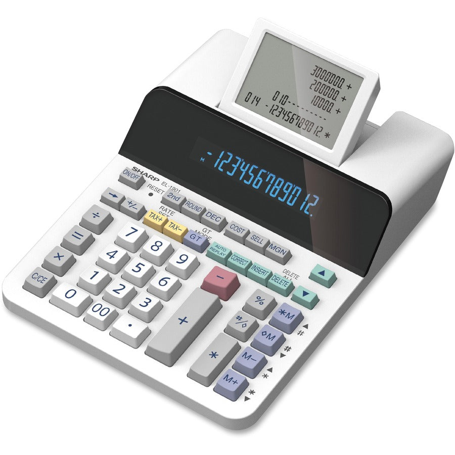 2.5 lps - Independent Memory, Sign Change, Backspace Key, Double Zero - 5 Line(s) - 12 Digits - LCD - AC/DC Supply Powered - 2.3" Height x 7.3" Width x 9.4" Depth - White - 1 Each