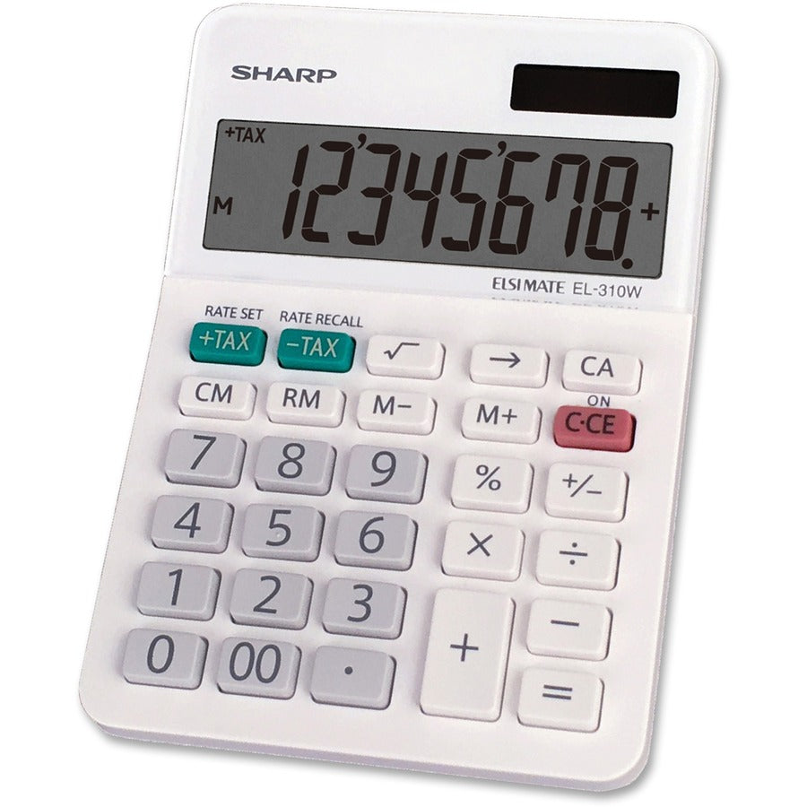 4-Key Memory, Sign Change, Backspace Key, Auto Power Off, Double Zero - 8 Digits - LCD - 1" Height x 3.4" Width x 4.8" Depth - White - Desktop - 1 Each