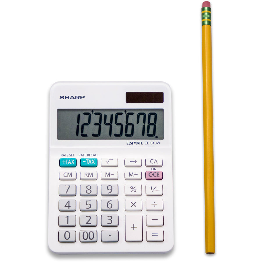 4-Key Memory, Sign Change, Backspace Key, Auto Power Off, Double Zero - 8 Digits - LCD - 1" Height x 3.4" Width x 4.8" Depth - White - Desktop - 1 Each
