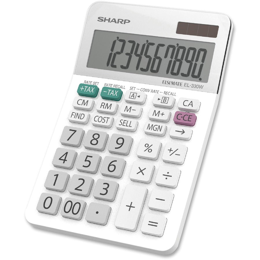 4-Key Memory, Sign Change, Backspace Key, Auto Power Off, Double Zero - 10 Digits - LCD - 1.1" Height x 3.8" Width x 5.9" Depth - White - Desktop - 1 Each