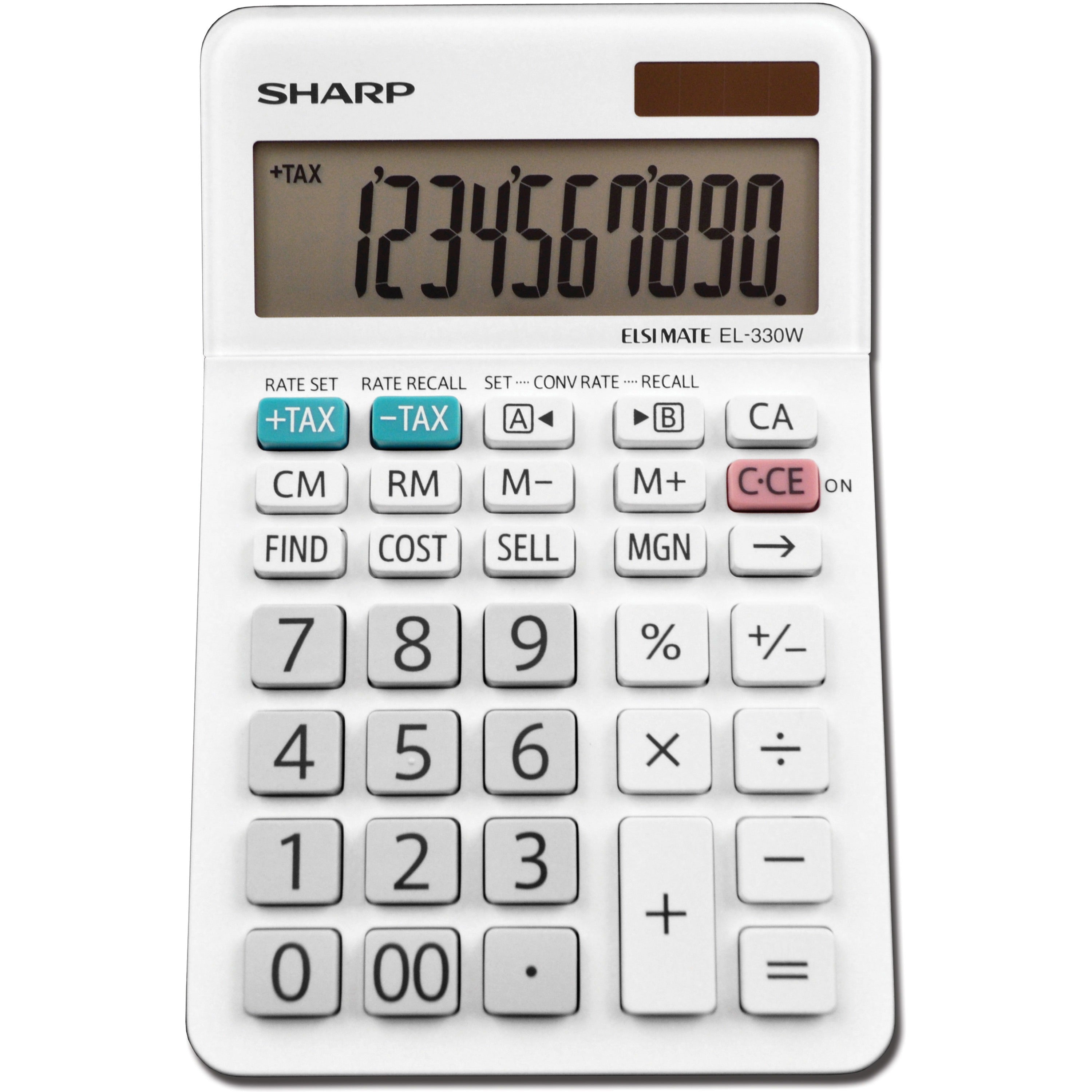 4-Key Memory, Sign Change, Backspace Key, Auto Power Off, Double Zero - 10 Digits - LCD - 1.1" Height x 3.8" Width x 5.9" Depth - White - Desktop - 1 Each