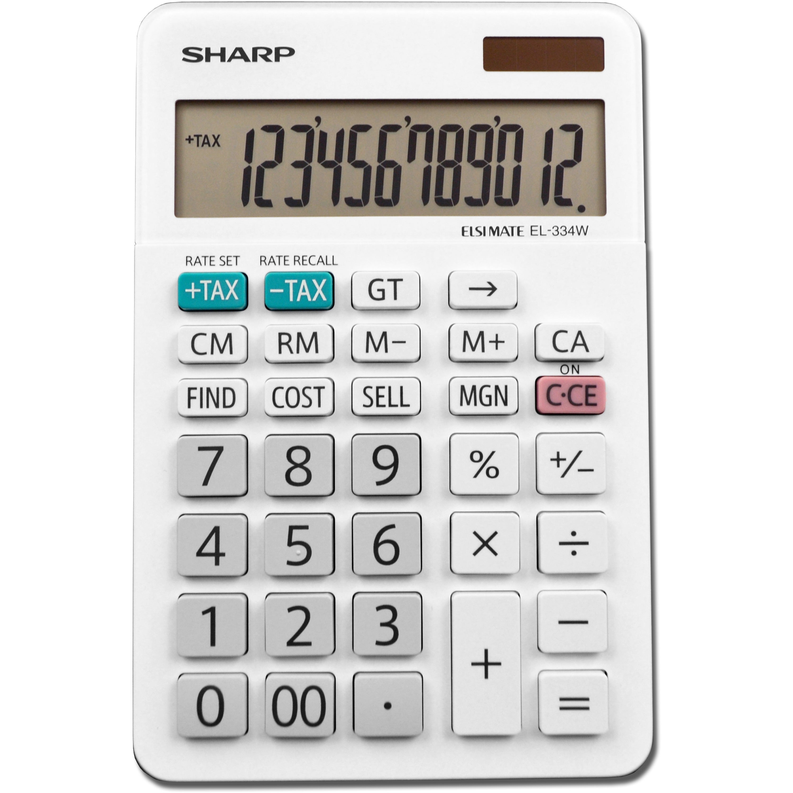 4-Key Memory, Sign Change, Backspace Key, Auto Power Off, Double Zero - 12 Digits - LCD - 0.6" Height x 4.4" Width x 6.6" Depth - White - Desktop - 1 Each