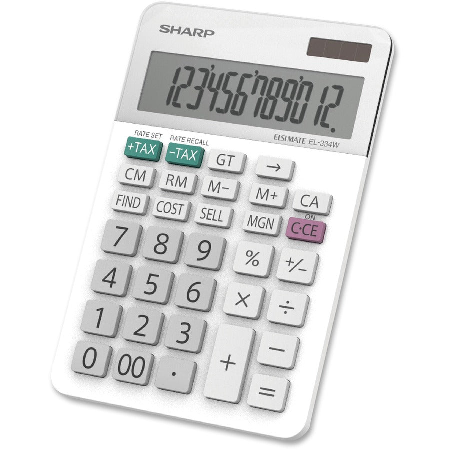 4-Key Memory, Sign Change, Backspace Key, Auto Power Off, Double Zero - 12 Digits - LCD - 0.6" Height x 4.4" Width x 6.6" Depth - White - Desktop - 1 Each