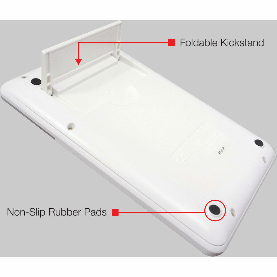 4-Key Memory, Sign Change, Backspace Key, Auto Power Off, Double Zero - 12 Digits - LCD - 0.6" Height x 4.4" Width x 6.6" Depth - White - Desktop - 1 Each