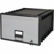 Storex Storage Case, Legal Size, Heavy Duty, Stackable, Water Resistant, Lockable, Black/Gray, Recycled, 18.3" x 11.5" x 24.4", 1 Each