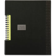 Twin Wirebound - Ruled Front Ruling - 6" x 8" Sheet Size - Black Cover - Hard Cover, Expandable Pocket - 1 Each