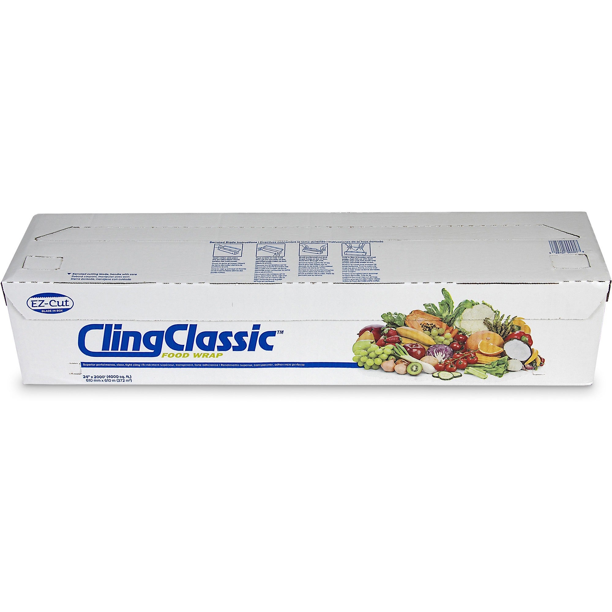 Berry Cling Classic Food Wrap, 24" x 2000 ft, Clear Plastic, Dispenser, 1 Carton