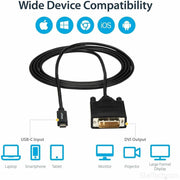 StarTech.com 2m / 6 ft USB-C to DVI Cable - USB 3.1 Type C to DVI - 1920 x 1200 - Black
