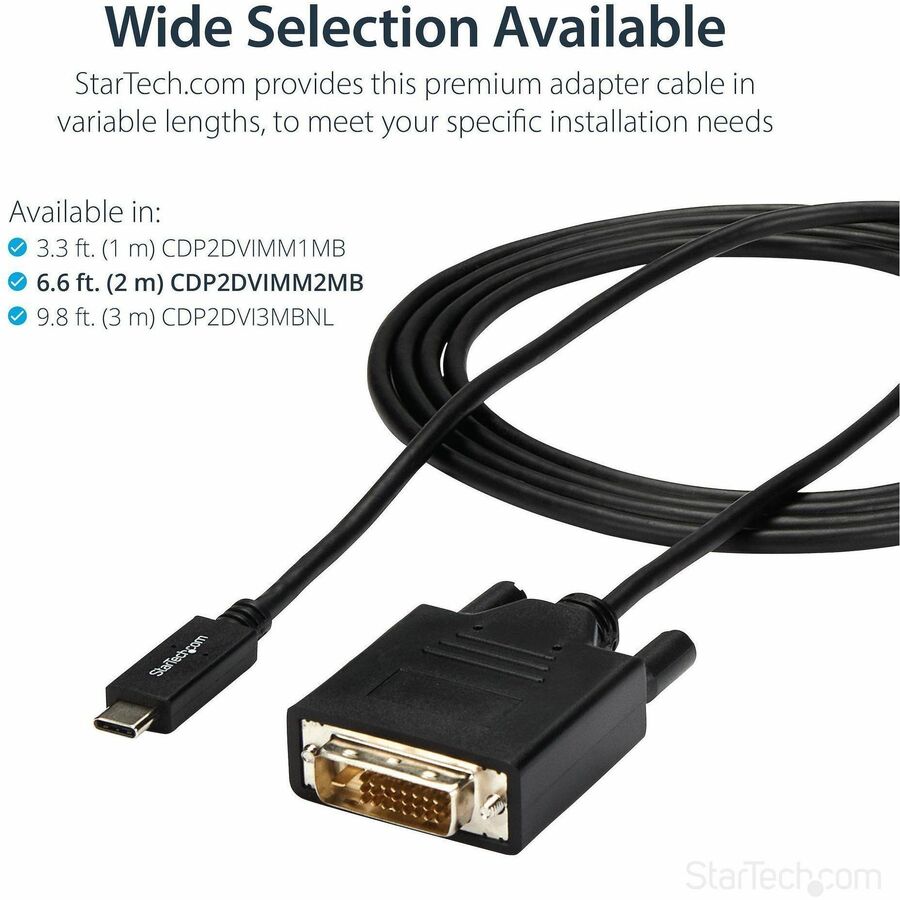 StarTech.com 2m / 6 ft USB-C to DVI Cable - USB 3.1 Type C to DVI - 1920 x 1200 - Black