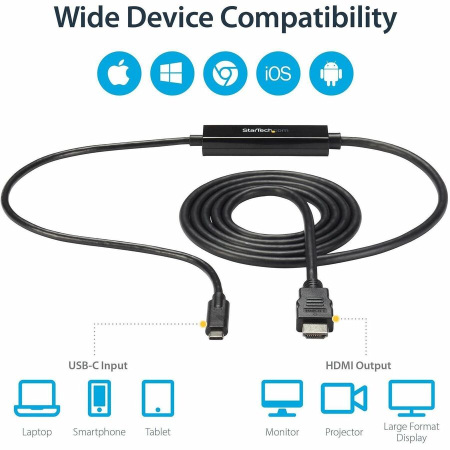 StarTech.com USB-C to HDMI Adapter Cable - 2m (6 ft.) - 4K at 30 Hz