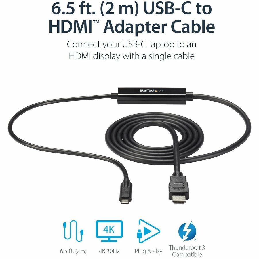 StarTech.com USB-C to HDMI Adapter Cable - 2m (6 ft.) - 4K at 30 Hz