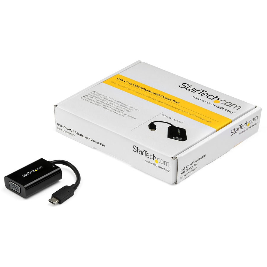 StarTech.com USB-C to VGA Adapter with USB Power Delivery - 60 Watts - Black