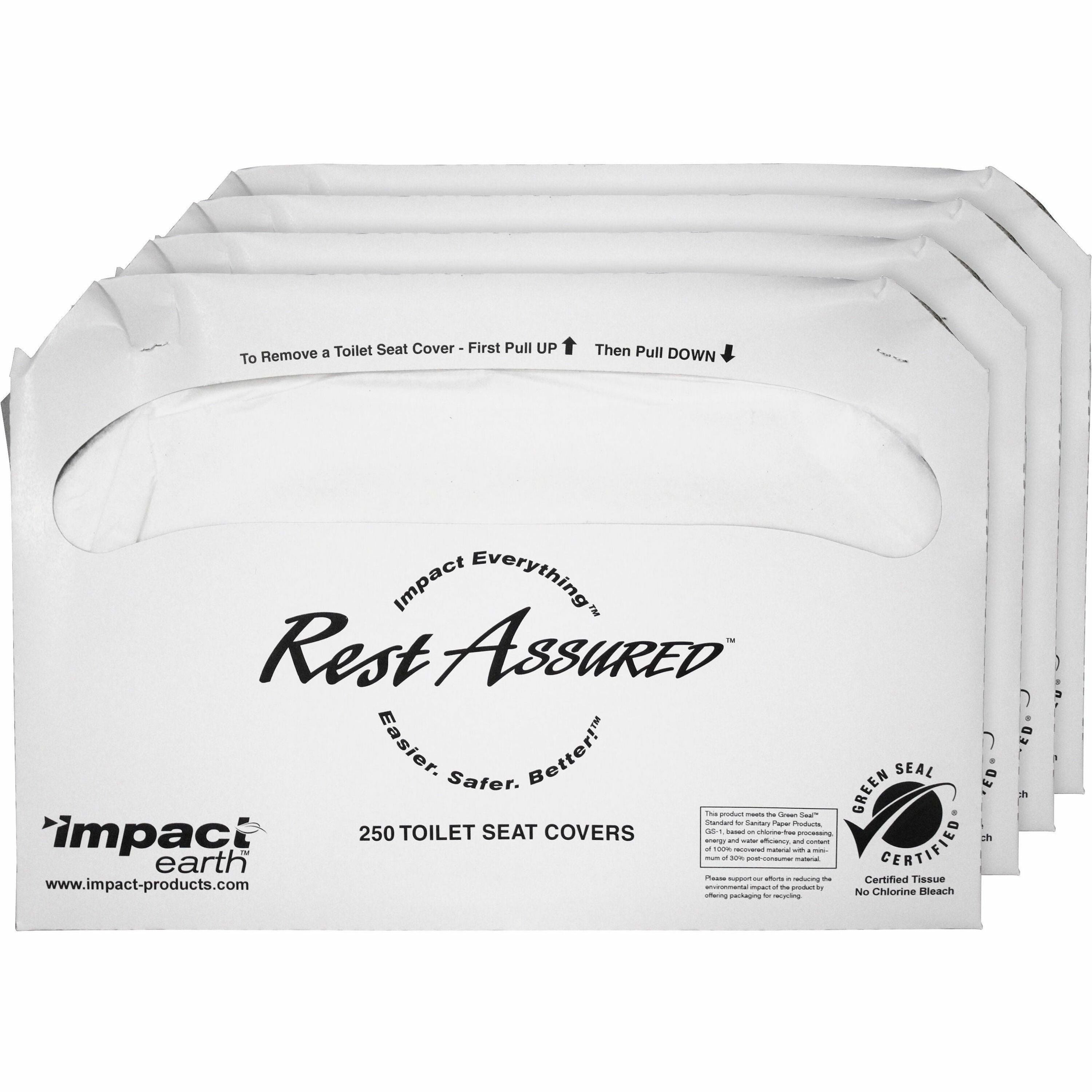 Impact Toilet Seat Covers, Half-fold, White, Paper, 250 Covers per Pack, 4 Packs per Carton