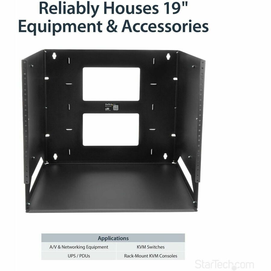 StarTech.com Wall-Mount Server Rack with Built-in Shelf - Solid Steel - 8U