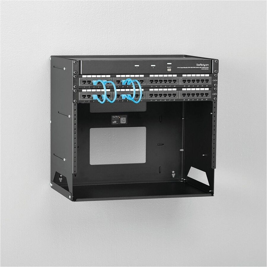 StarTech.com Wall-Mount Server Rack with Built-in Shelf - Solid Steel - 8U
