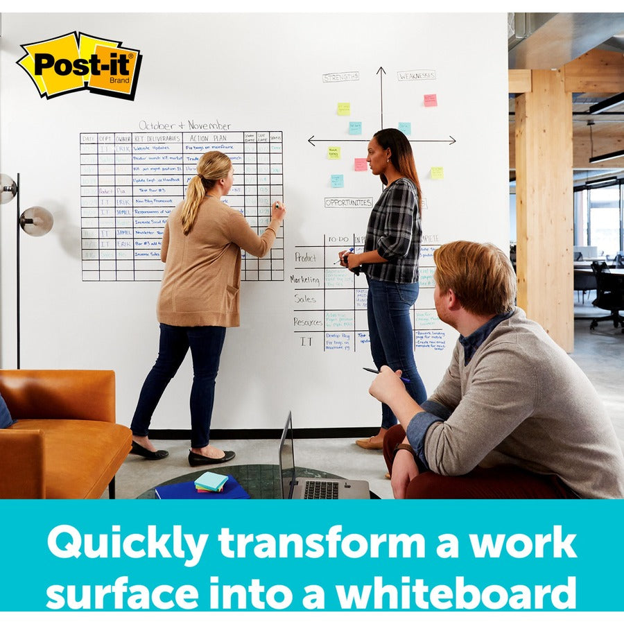 White Surface - 48" (4 ft) Width x 600" (50 ft) Length - White Film - Rectangle - Horizontal/Vertical - Tabletop, Desktop - 1 Each