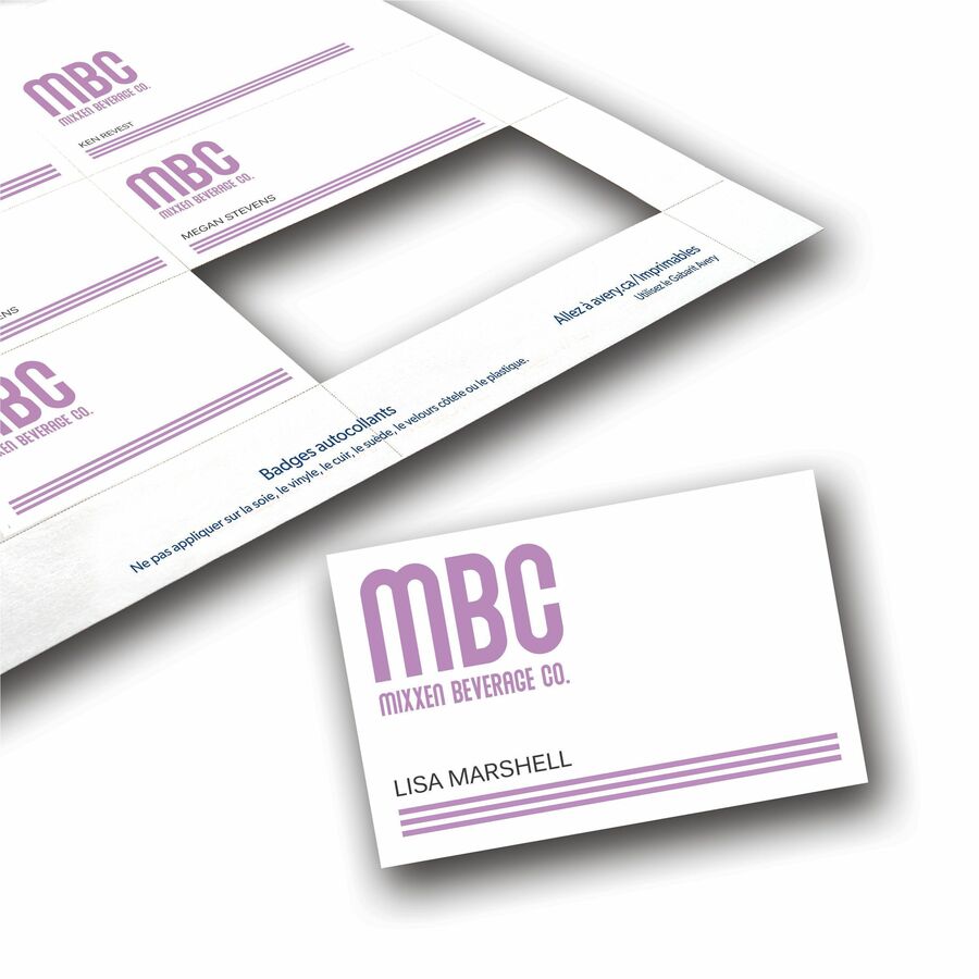 Avery&reg; Laser/Inkjet Badge Insert Refills - x 3" Width x 4" Length - Insert - Inkjet, Laser - White - Card Stock - 6 / Sheet - 50 Total Sheets - 300 Total Label(s) - 300 / Box