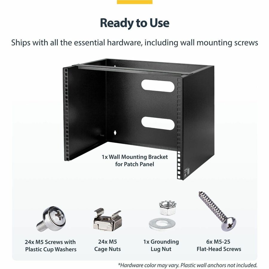 StarTech.com Wall-Mount Bracket for Shallow Rack-Mount Equipment - Solid Steel - 8U