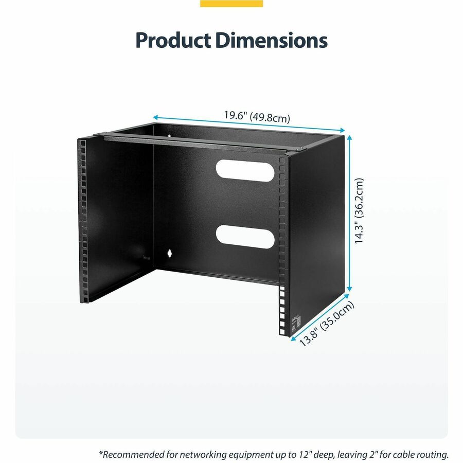 StarTech.com Wall-Mount Bracket for Shallow Rack-Mount Equipment - Solid Steel - 8U