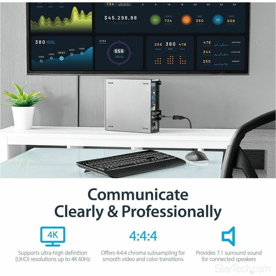 StarTech.com DisplayPort to HDMI Adapter - 4K DP to HDMI Converter - UHD 4K 60Hz
