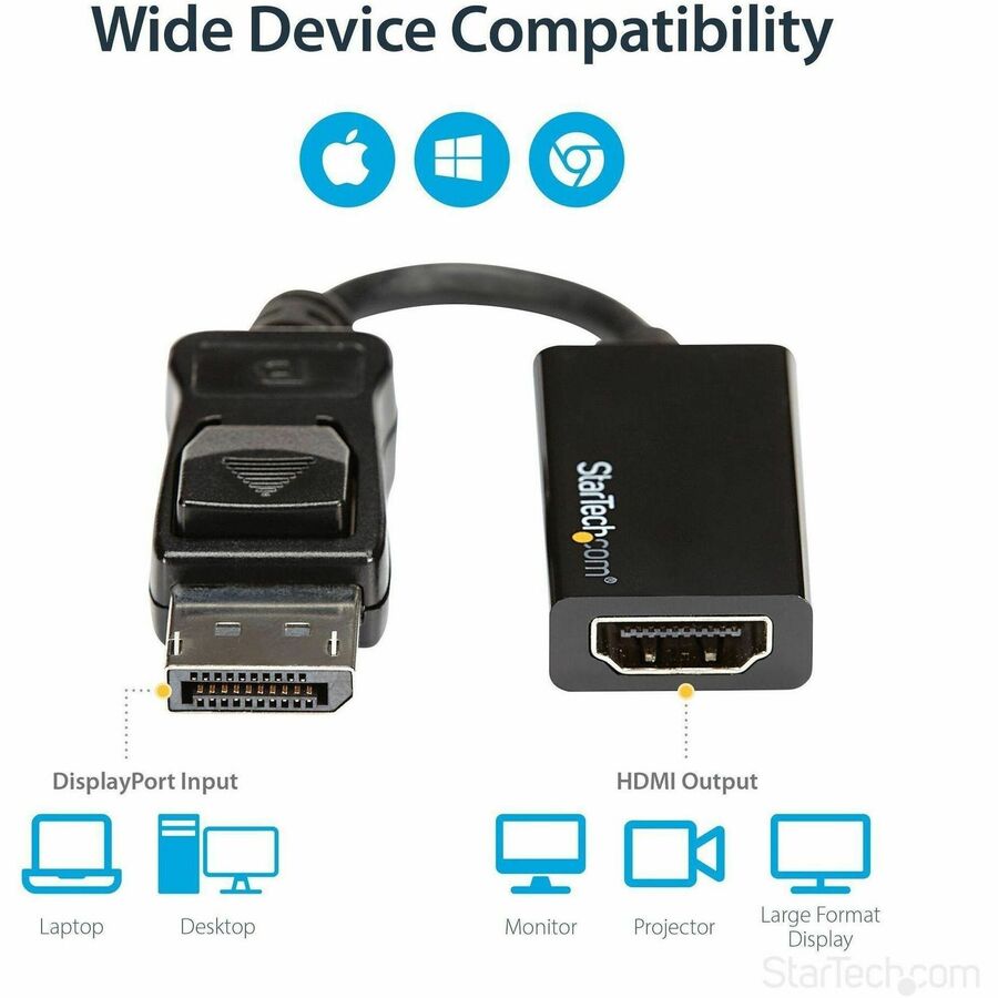 StarTech.com DisplayPort to HDMI Adapter - 4K DP to HDMI Converter - UHD 4K 60Hz