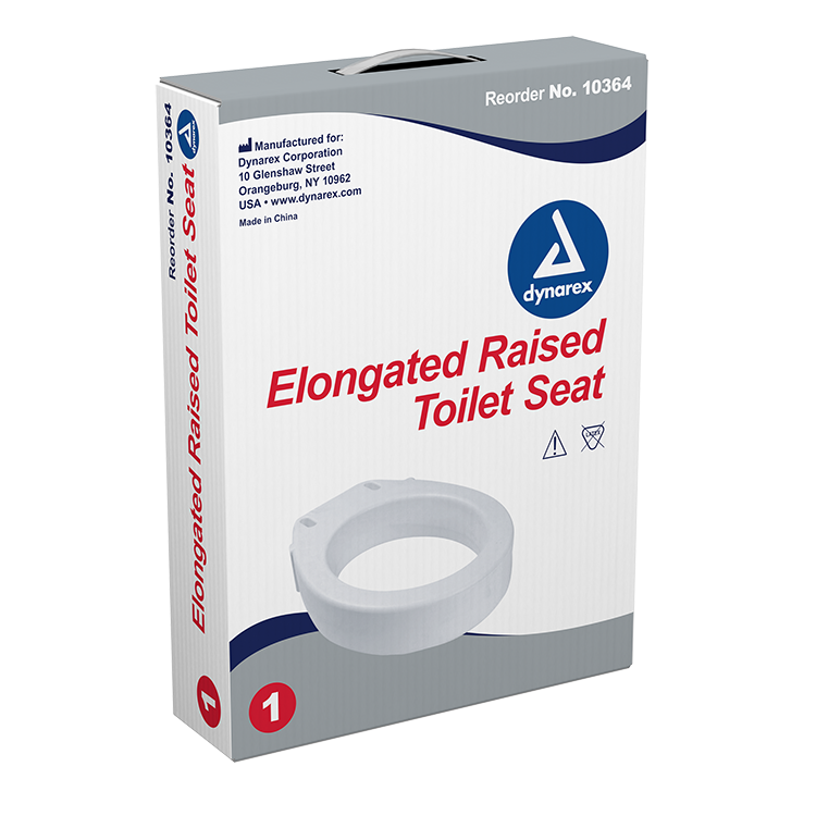 Elongated Raised Toilet Seat without Arms, Single, 1 Quantity per Box