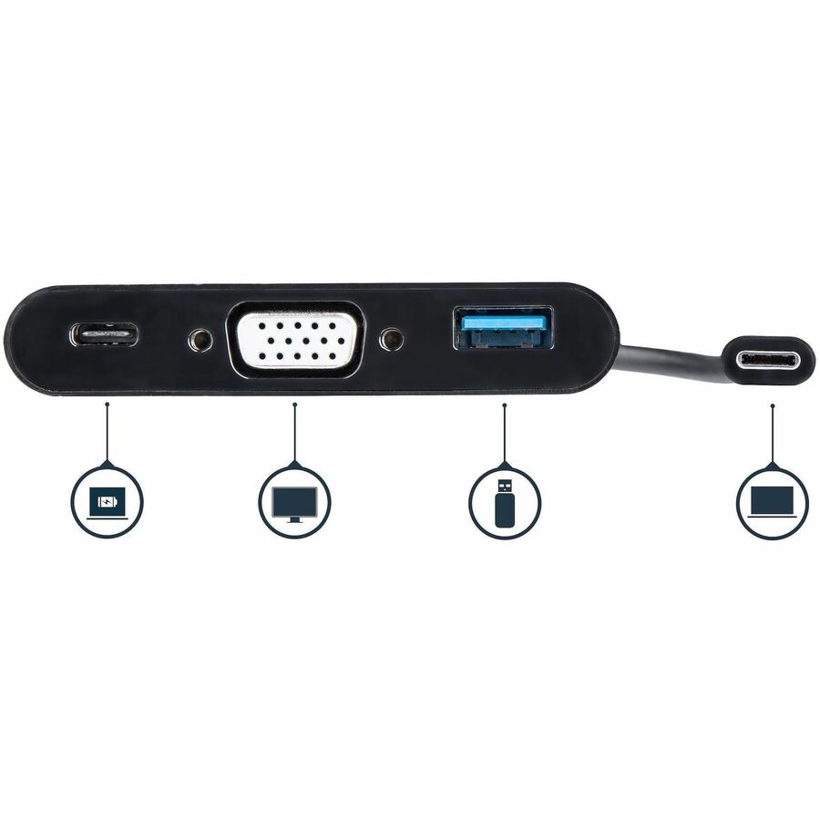 StarTech.com USB-C to VGA Multifunction Adapter with Power Delivery and USB-A Port
