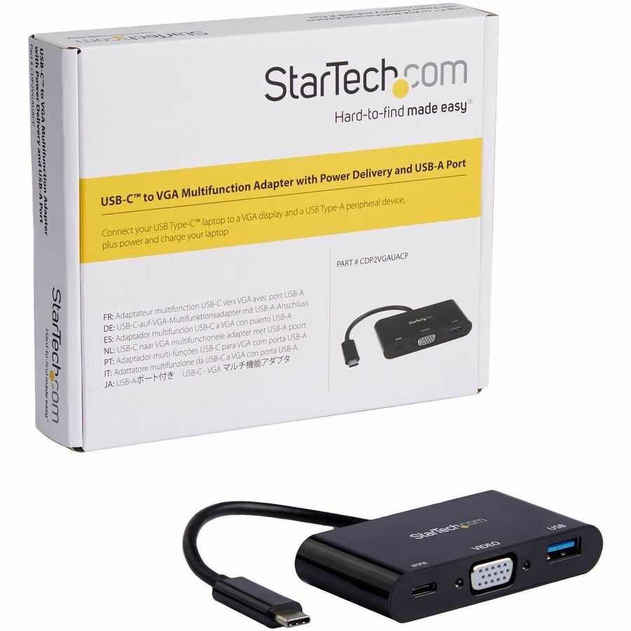 StarTech.com USB-C to VGA Multifunction Adapter with Power Delivery and USB-A Port
