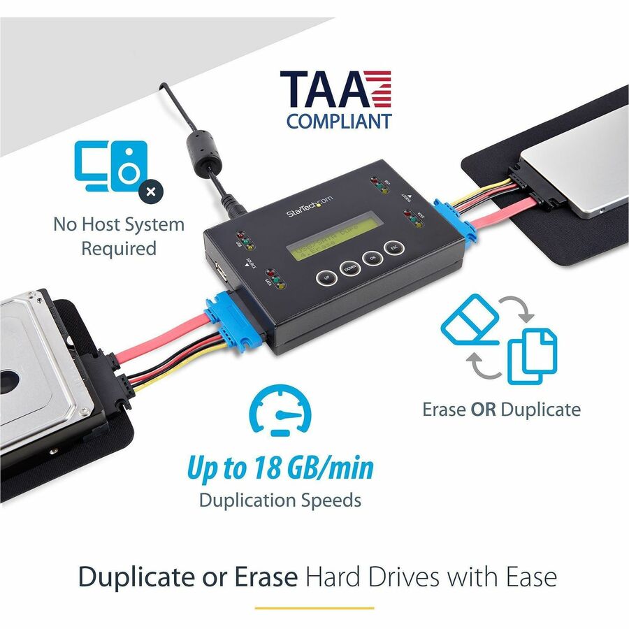 StarTech.com Drive Duplicator and Eraser for USB Flash Drives and 2.5 / 3.5" SATA Drives