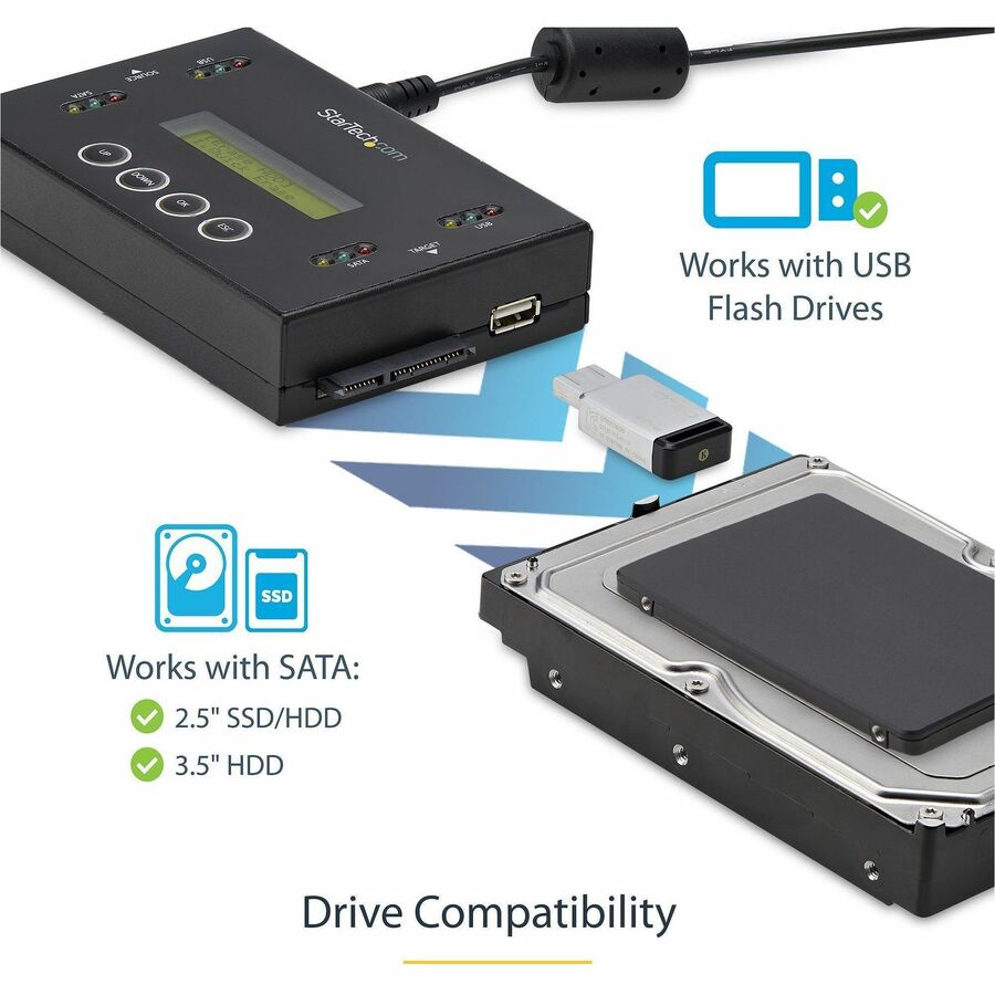 StarTech.com Drive Duplicator and Eraser for USB Flash Drives and 2.5 / 3.5" SATA Drives