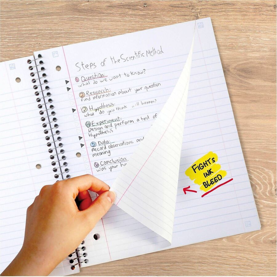 100 Sheets - Wire Bound - Wide Ruled Front Ruling - 8" x 10 1/2" Sheet Size - Assorted Plastic Cover - 1 Each
