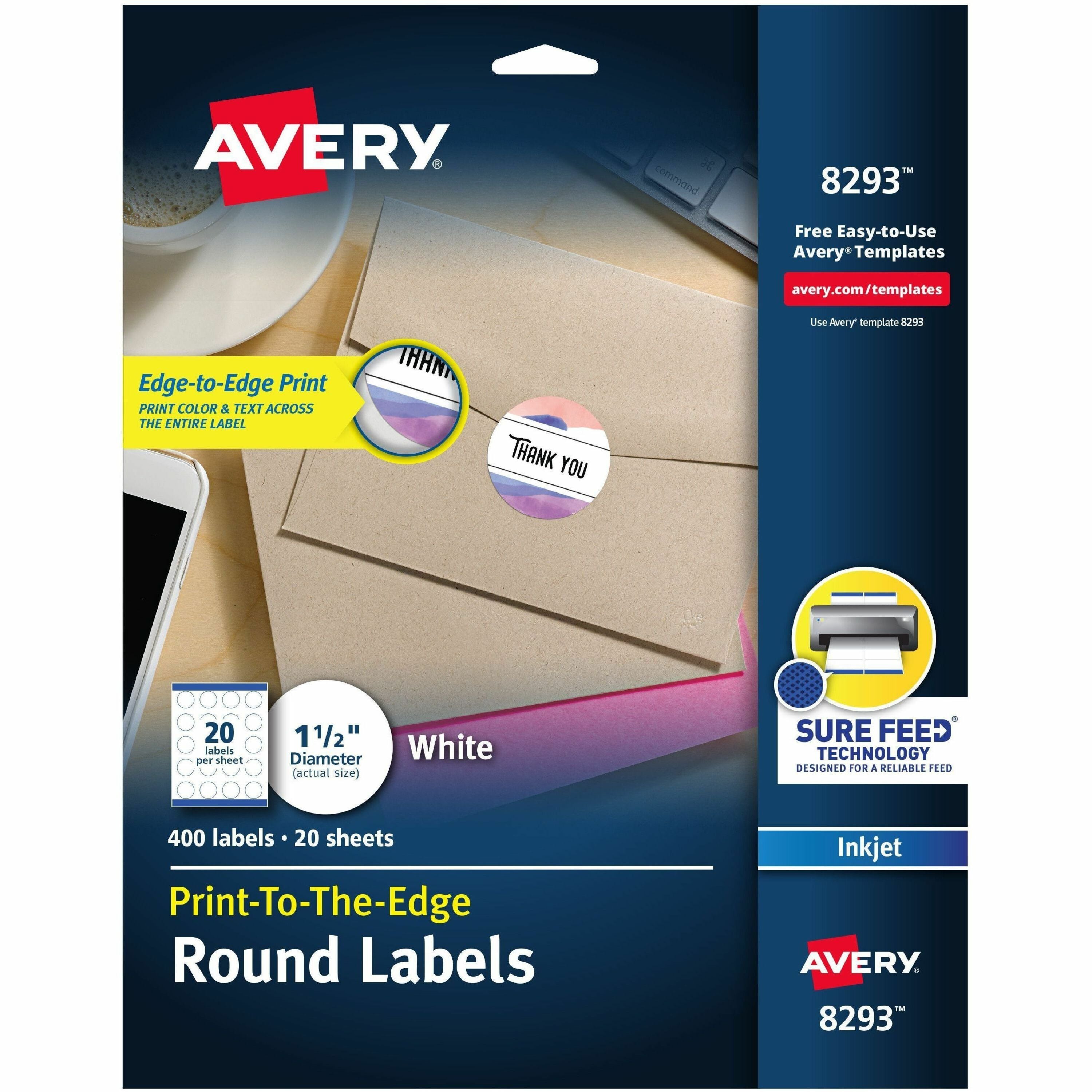 1 1/2" Diameter - Permanent Adhesive - Round - Inkjet - Matte - White - Paper - Print-to-the Edge, Permanent Adhesive, Stick & Stay - 20 / Sheet - 20 Total Sheets - 400 Total Label(s) - 1 Pack