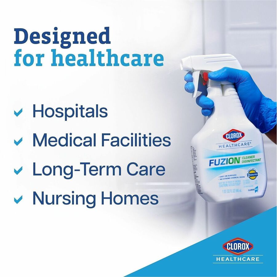 Clorox Healthcare Fuzion Cleaner Disinfectant Spray, Ready-To-Use, Low Odor, Odor Neutralizer, Translucent Bottle, 32 fl oz (1 quart), 1 Each