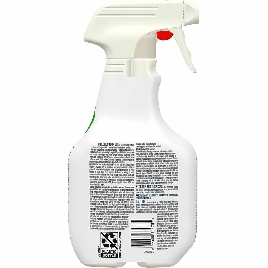 Clorox Healthcare Fuzion Cleaner Disinfectant Spray, Ready-To-Use, Low Odor, Odor Neutralizer, Translucent Bottle, 32 fl oz (1 quart), 1 Each
