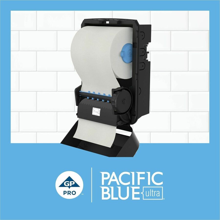 Pacific Blue Ultra High-Capacity Recycled Paper Towel Rolls, 7.87" x 1150 ft, White, 6 Rolls per Carton
