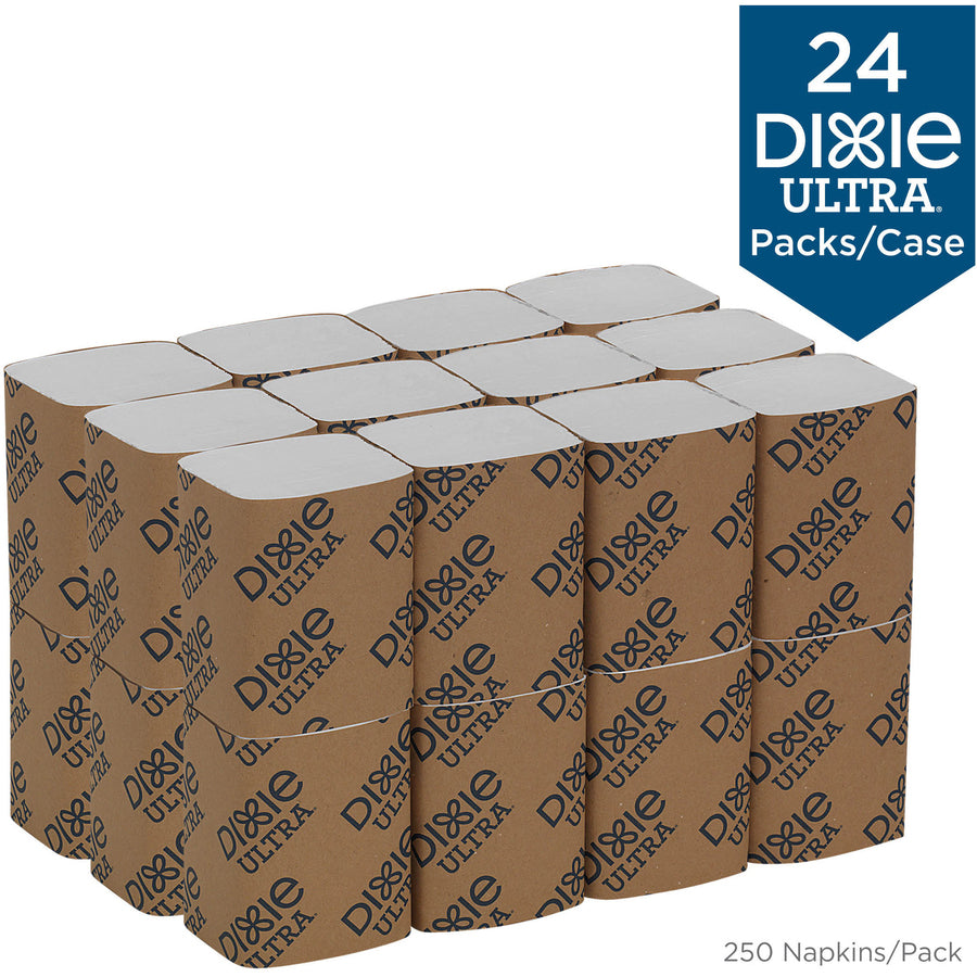 Dixie Ultra Interfold Napkin Dispenser Refill, 2 Ply, White, 250 Napkins per Pack, 24 Packs per Carton