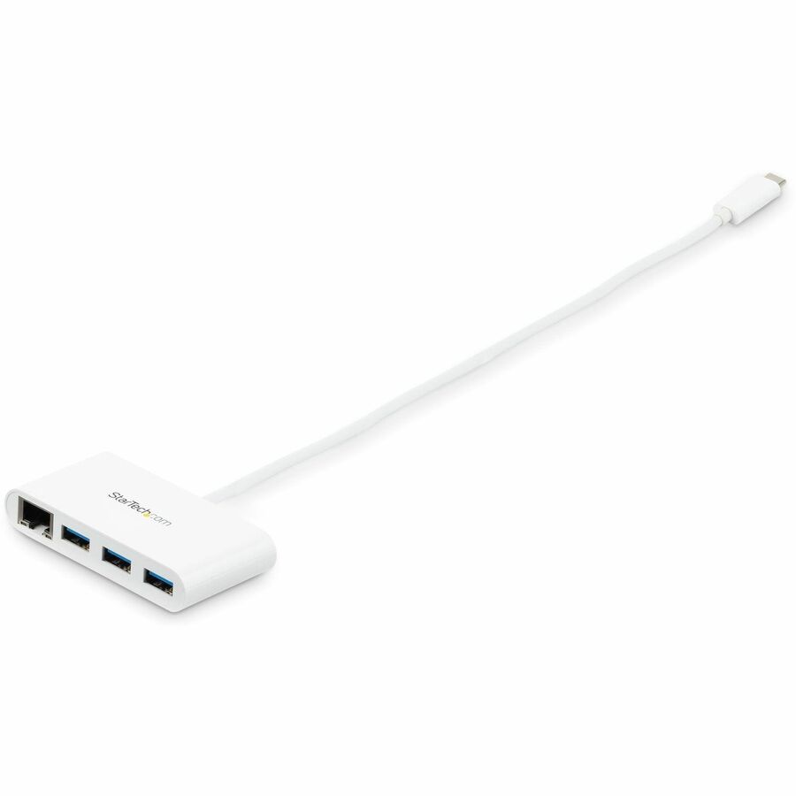 StarTech.com 3-Port USB-C Hub with Gigabit Ethernet - USB-C to 3x USB-A - USB 3.0 Hub - White