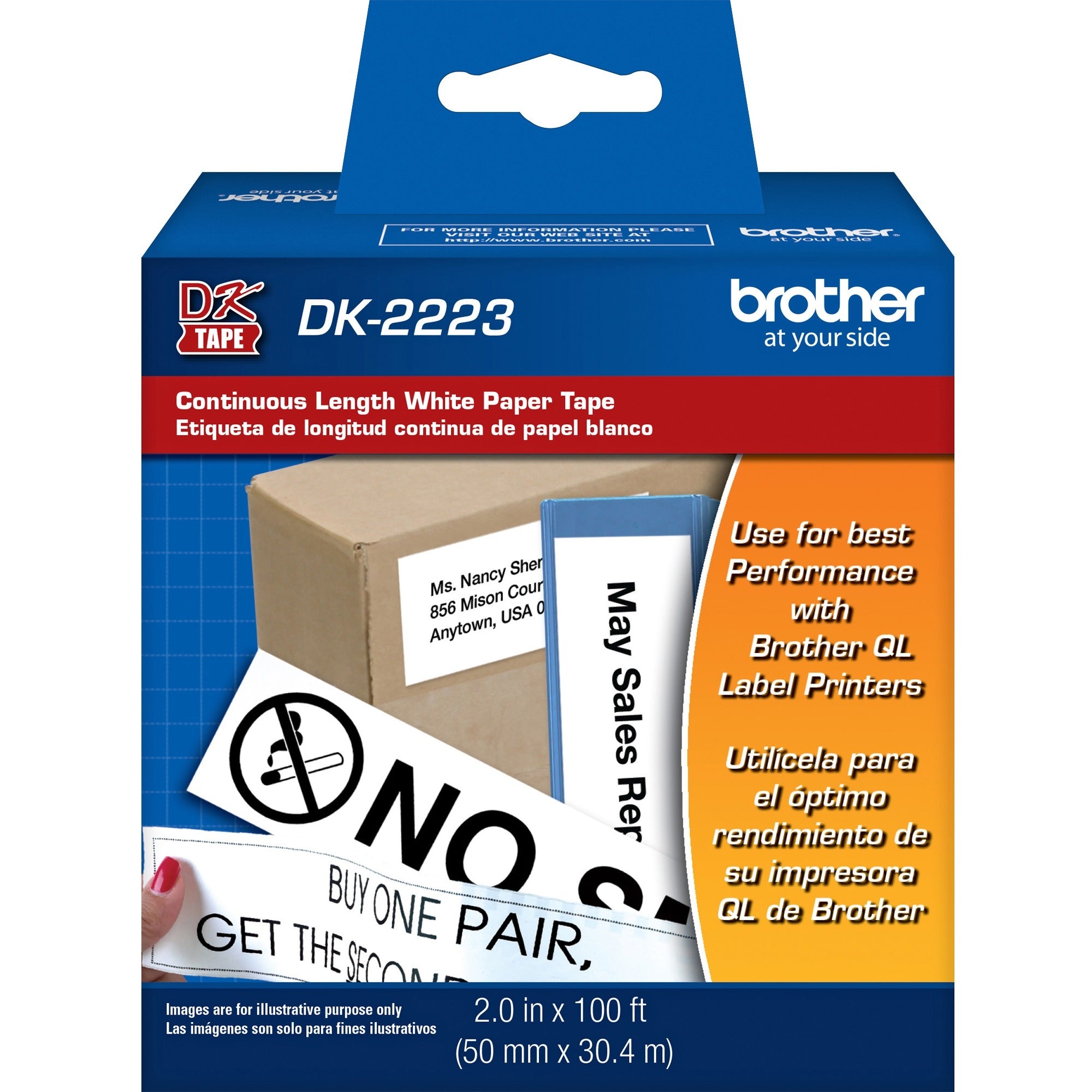 2" Width - Permanent Adhesive - White - Paper - 1 Roll