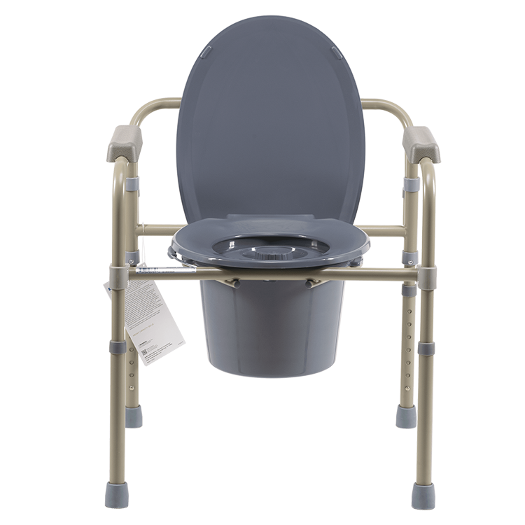Elongated Folding Bedside Commode, Single, 1 Quantity per Box