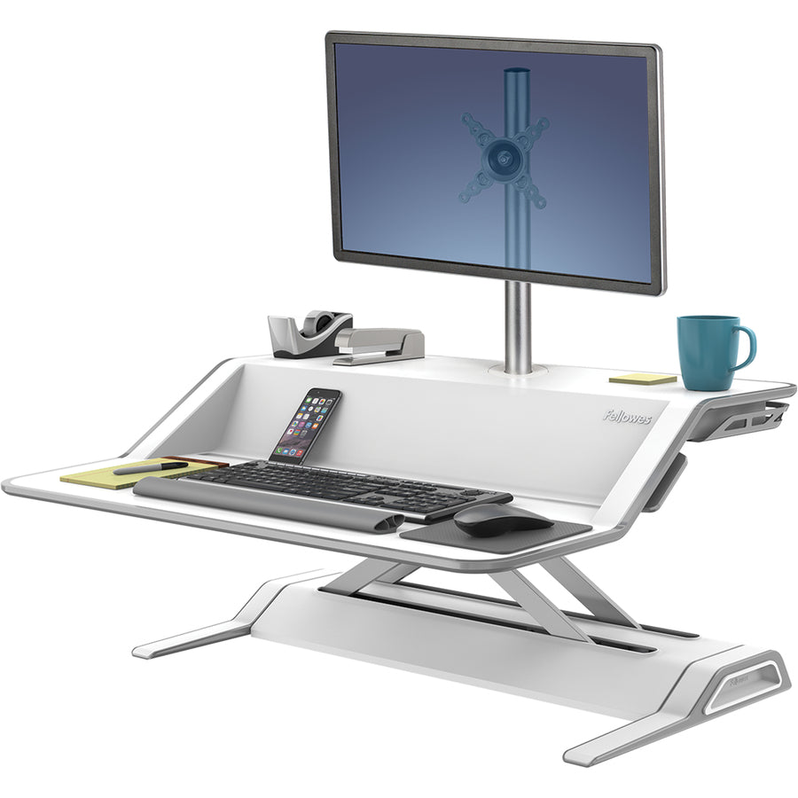 Fellowes Lotus Single Monitor Arm Kit, Silver, Supports 1 Display up to 27", 17 lb Load Capacity, 1 Each