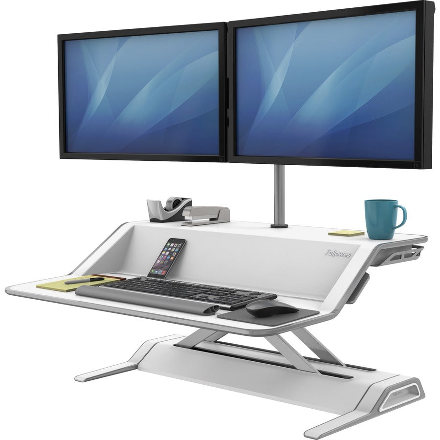 Fellowes Lotus Dual Monitor Arm Kit, Silver, Supports 2 Displays up to 27", 26 lb Load Capacity, 1 Each