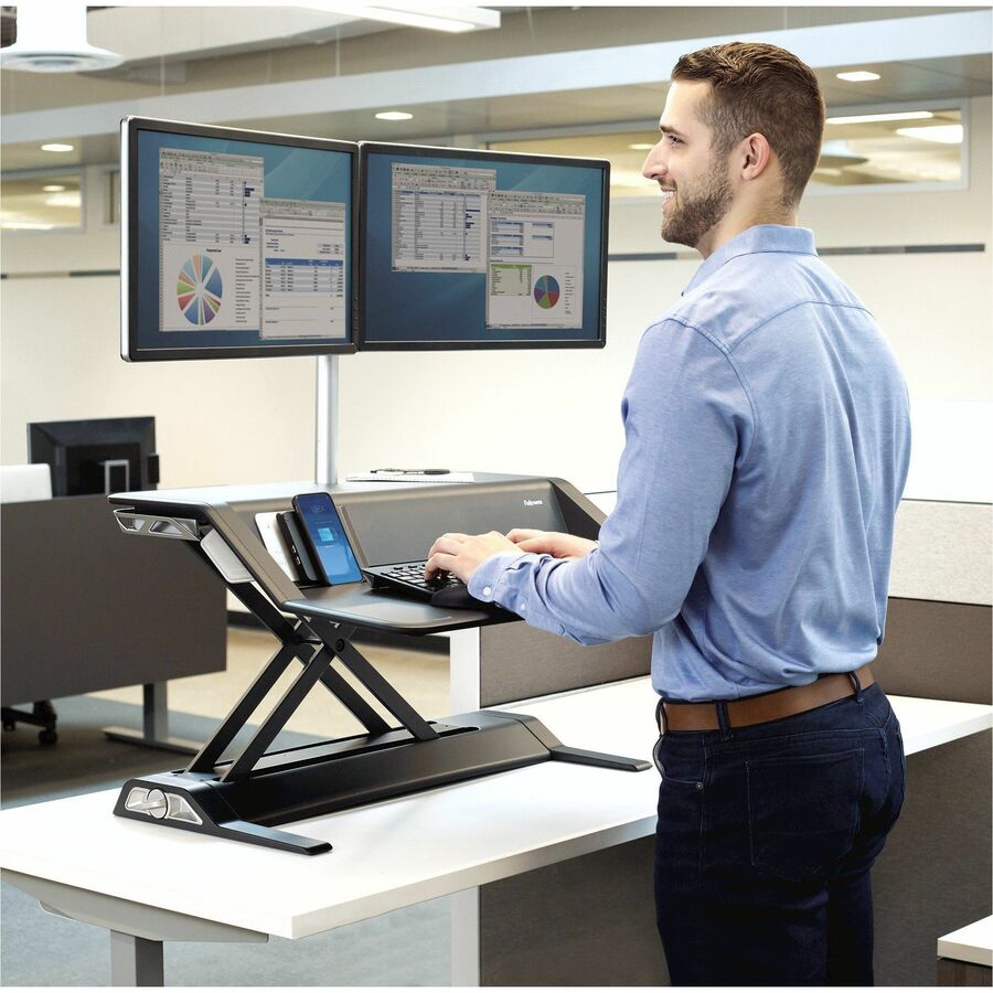 Fellowes Lotus Dual Monitor Arm Kit, Silver, Supports 2 Displays up to 27", 26 lb Load Capacity, 1 Each