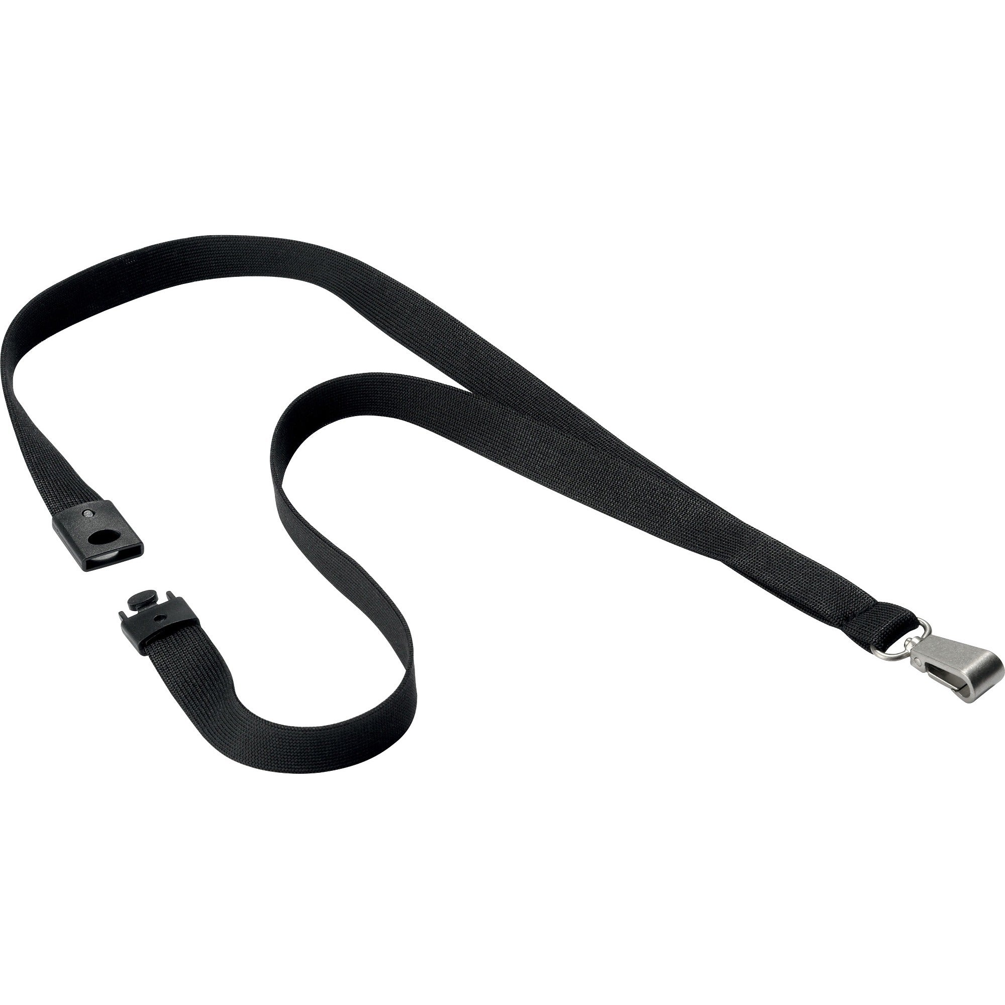 DURABLE Premium Textile Lanyard, Black, 10 per Box