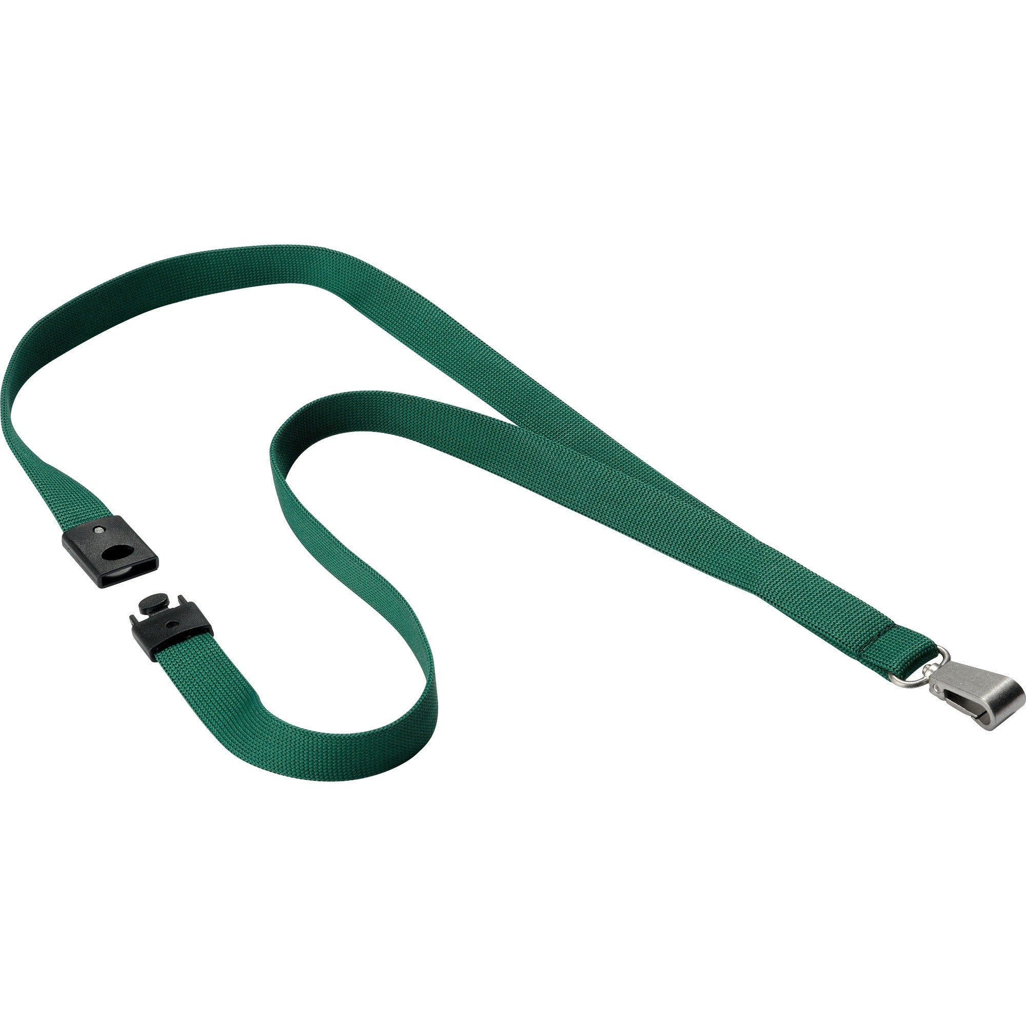 DURABLE Premium Textile Lanyard, Dark Green, 10 per Box