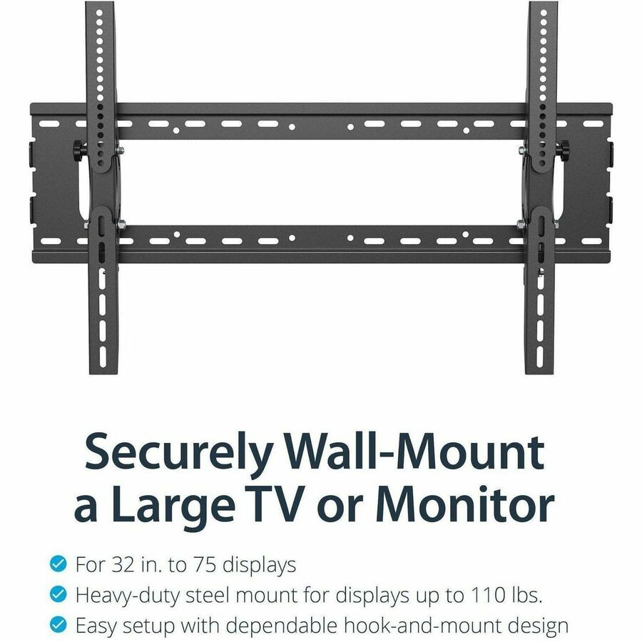 StarTech.com Wall Mount for TV, Monitor, Digital Signage Display, LCD Display, LED Display, Curved Screen Display - Black
