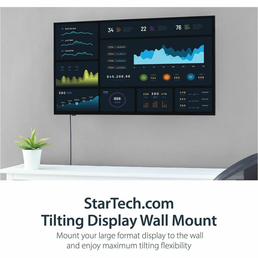 StarTech.com Wall Mount for TV, Monitor, Digital Signage Display, LCD Display, LED Display, Curved Screen Display - Black