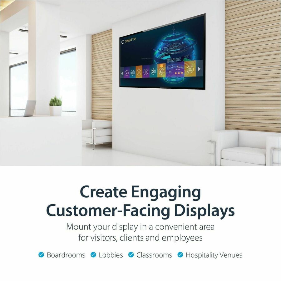StarTech.com Wall Mount for TV, Monitor, Digital Signage Display, LCD Display, LED Display, Curved Screen Display - Black