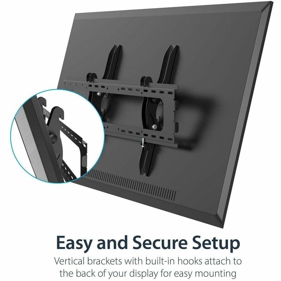 StarTech.com Wall Mount for TV, Monitor, Digital Signage Display, LCD Display, LED Display, Curved Screen Display - Black
